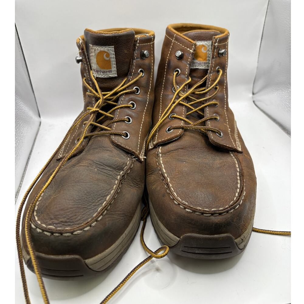 Carhartt Work Work Shoes Mens Size 13 Brown Leather CMX4023 Wedge Moc Toe Chukka